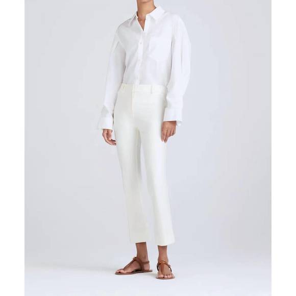 NEW DEREK LAM 10 CROSBY crosby cropped flare trouser in soft white - Picture 1 of 3